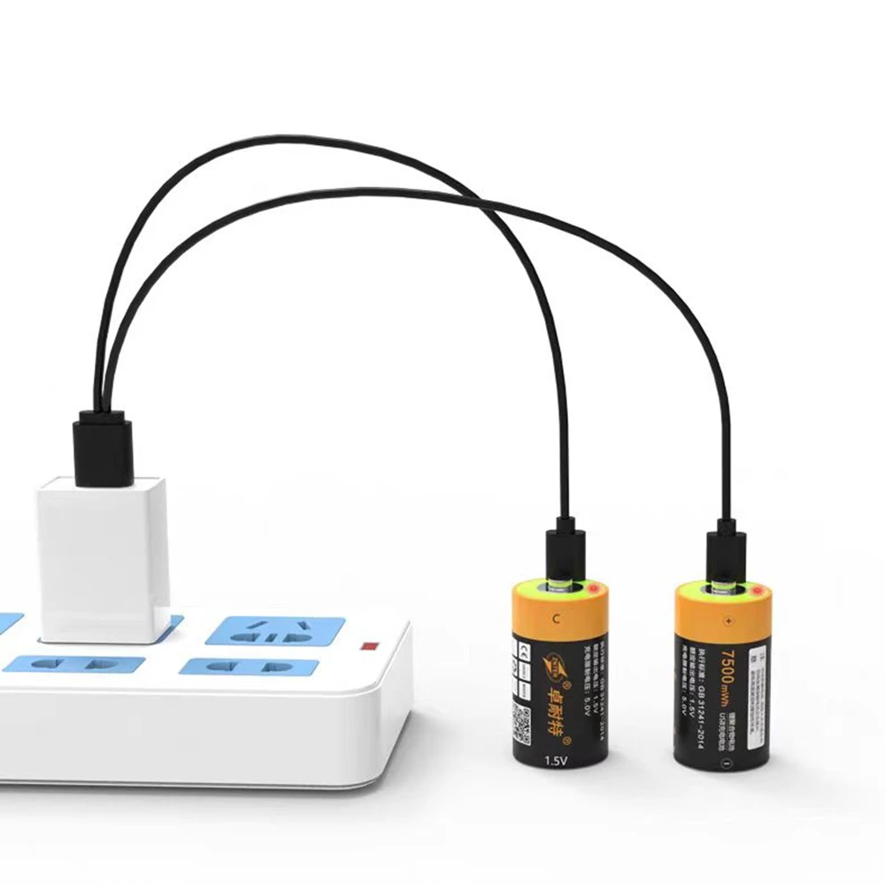4 unids/lote ZNTER 7500mWh 1,5 V batería de litio recargable USB tamaño C adecuado para control remoto