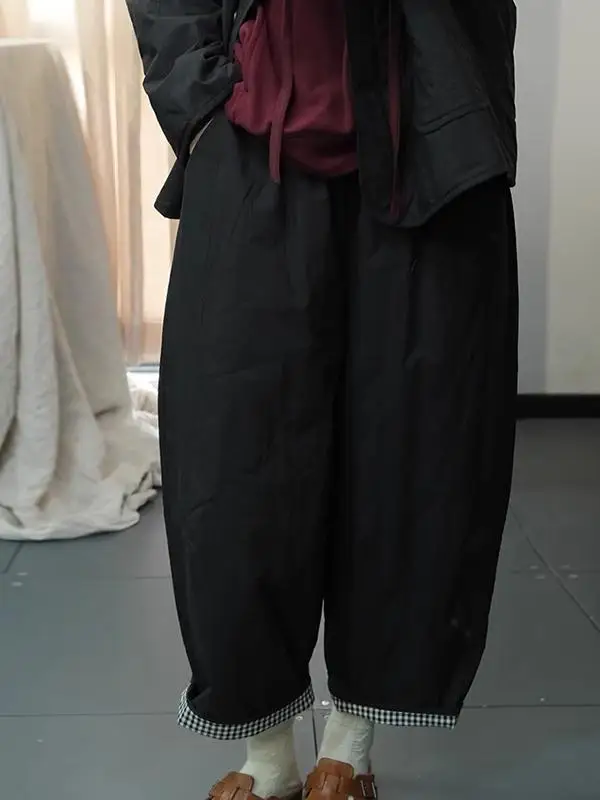 Women's Faionable Lightweight Loose down Straight Leg Cotton Pants Long Trousers Winter Simple mat Sle