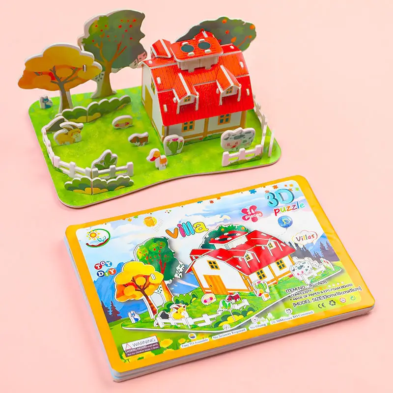 

Creative DIY 3D Paper Card Puzzle Hand Assembled Houses Villas Building Model for Kids Handmade Educational Toys