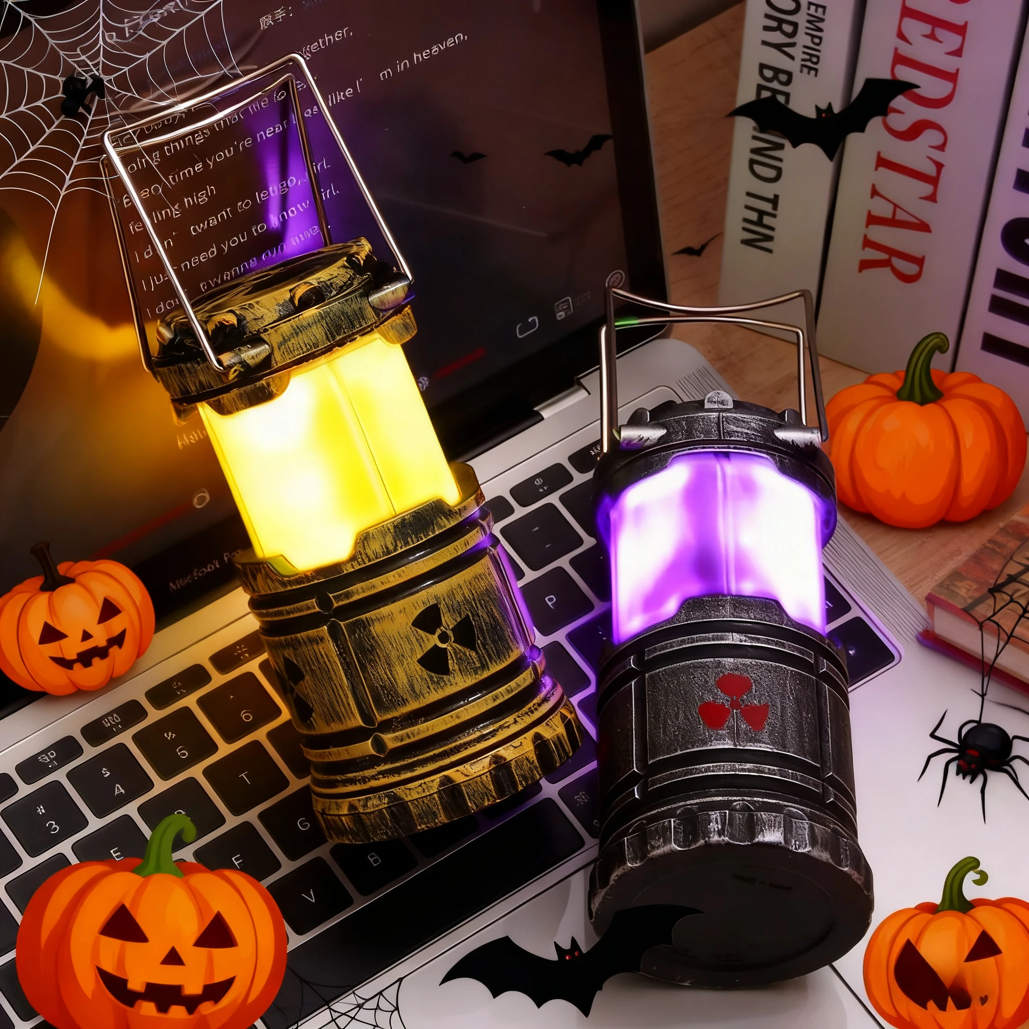3D LED Nuclear Reactor Night Light Halloween Decor - Glowing Bedroom Lamp Quirky Gift for Couples Science Theme Prop