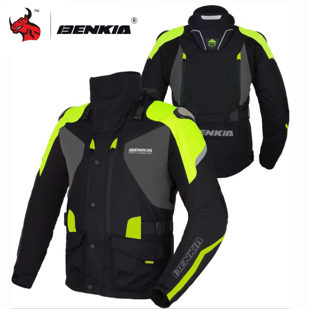 

BENKIA Motorcycle Jacket Men Moto Jacket Protective Gear Motocross Off-Road Racing Jacket Chaqueta Moto Includes Neck Protection