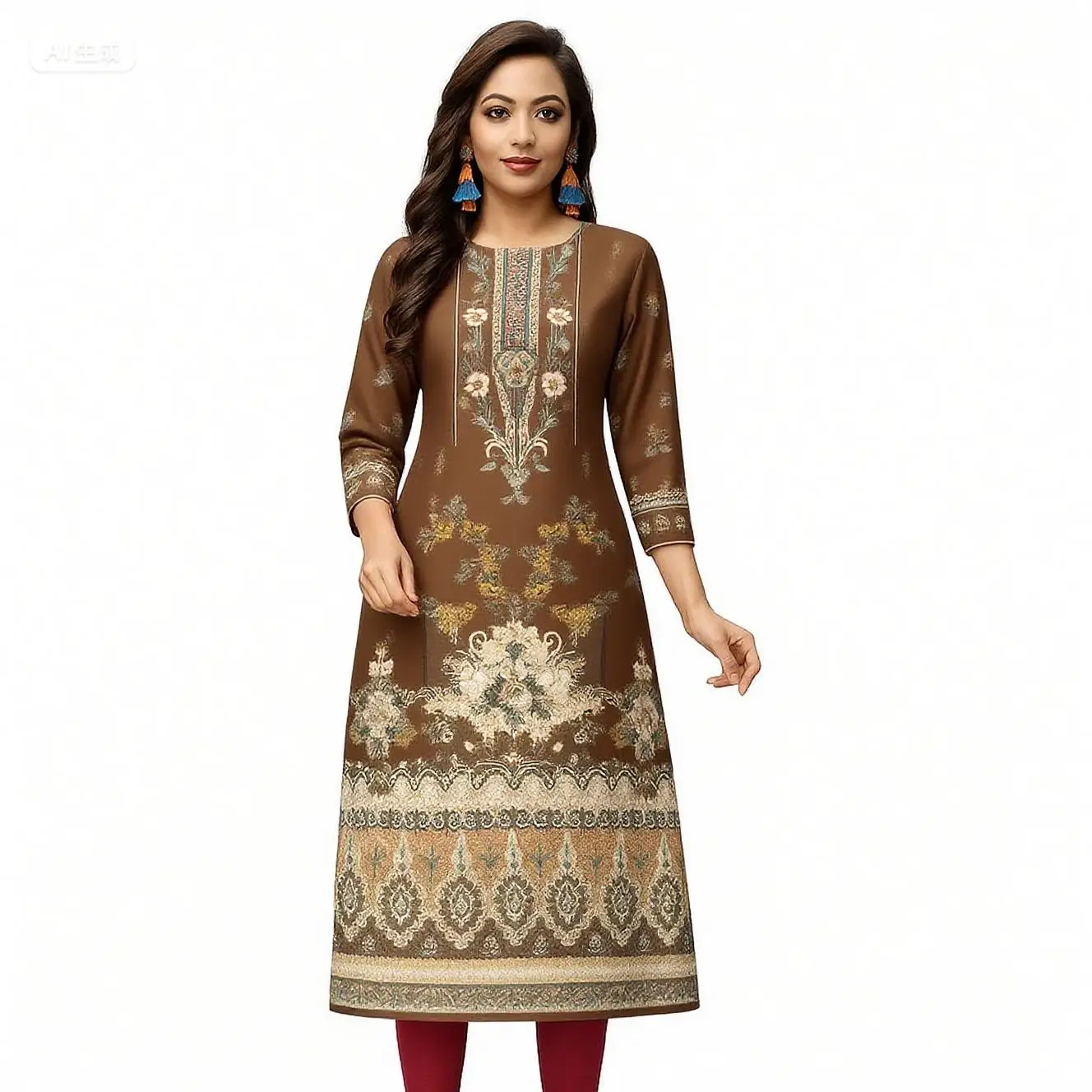 النمط الوطني المرأة المسلمة كورتا فستان كاجوال شق تنحنح مستقيم عادية العرقية اليوسفي ثلاثية الأبعاد تصميم مناسب قفطان عباية تركية #2