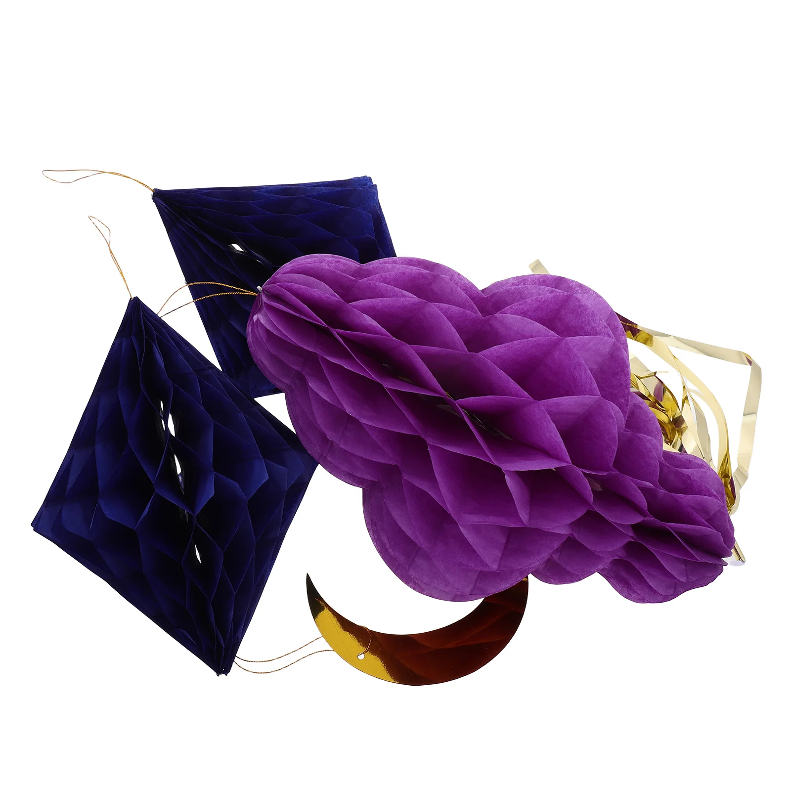 

3Pcs Honeycomb Paper Flower Balls Hanging Decorations for Birthday Christmas Graduation Party Supplies Elegant Decor