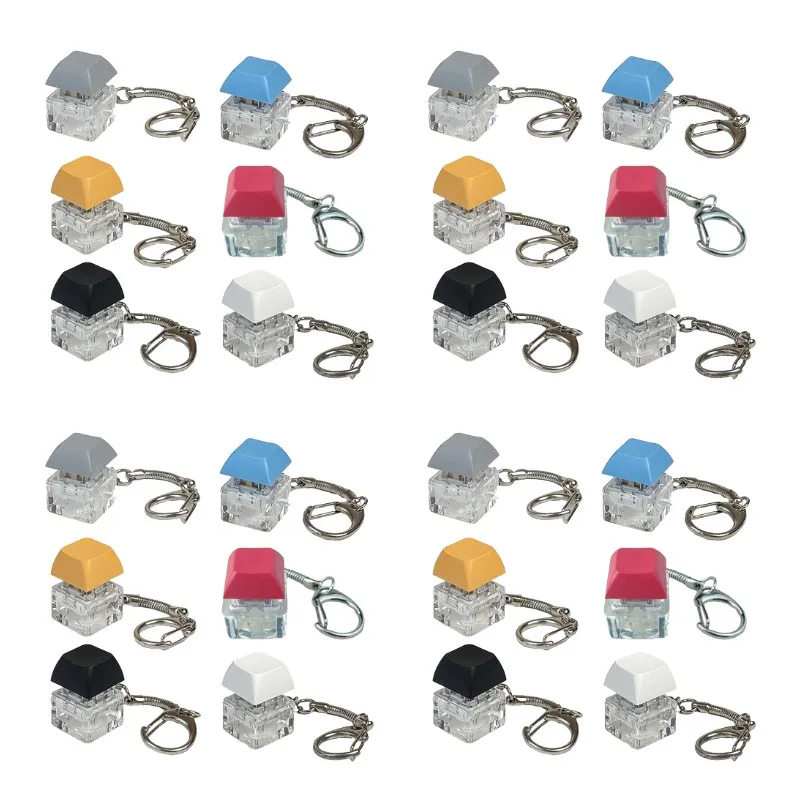 Toy Keychain Mechanical Switch Key Chain Fingertip Button Stress Relief Pop Toys Key Accessories 1Pc