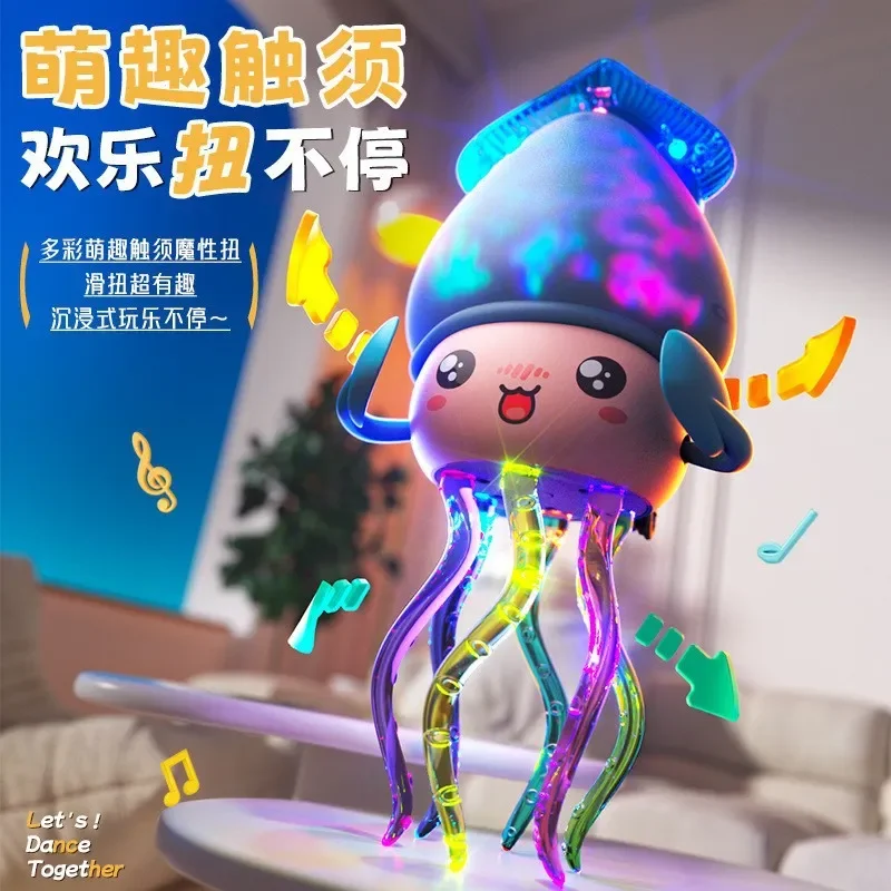 Smart Induction Dancing Jellyfish Toy Sound Light Music Obstacle Avoidance Luminous Squid Educational Gift for Kids Boys