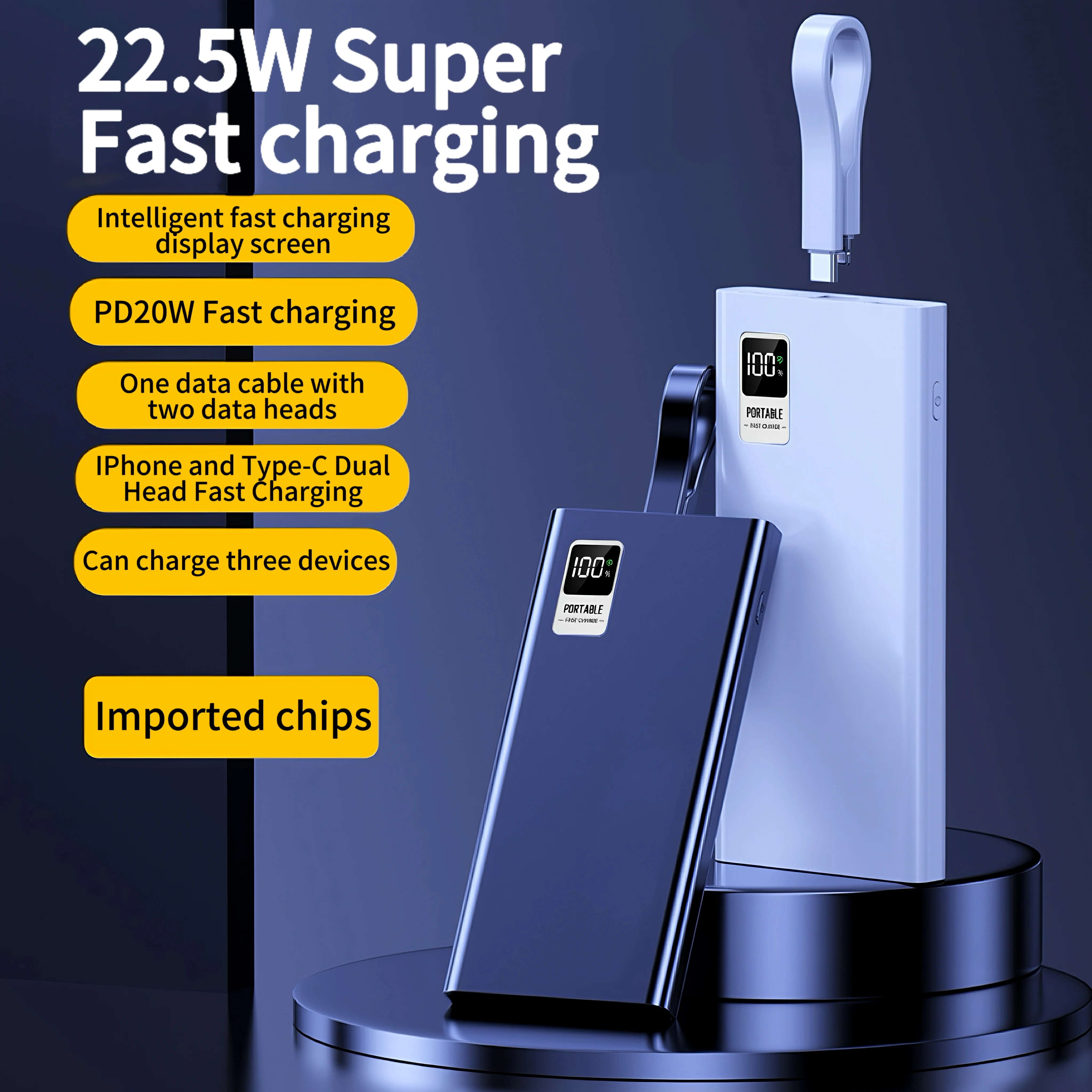 New for 2025 Powerbank 10000mAH 22.5W fast charging Spare Portable Battery , large capacity,longlife