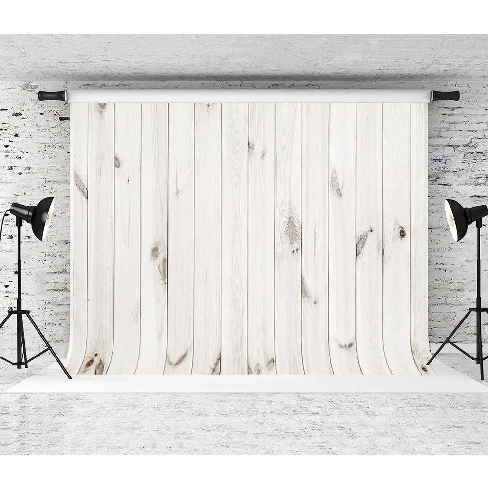 

Photography Backdrop Wood Grain Decorative Backdrop Photographic Cloth for Work Room (White, 150x210cm)