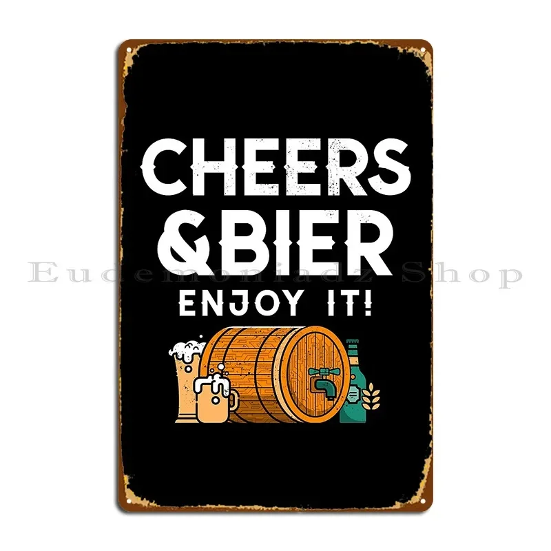 Cheers And Bier Enjoy It Oktoberfest Celebration Metal Plaque Poster Printing Poster Cave PaintingWall Plaque Tin Sign Poster
