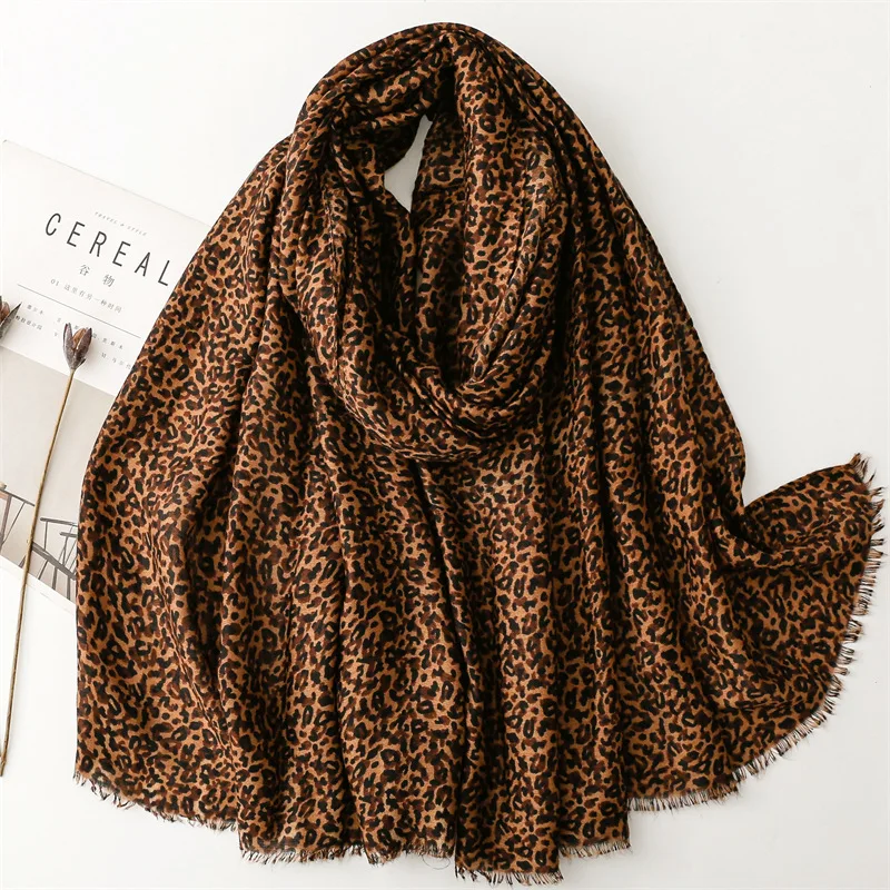 Winter Sexy Leopard Dot Fringe Viscose Shawl Scarf Lady High Quality Print Soft Pashmina Stole Bufandas Muslim Hijab 180*90Cm