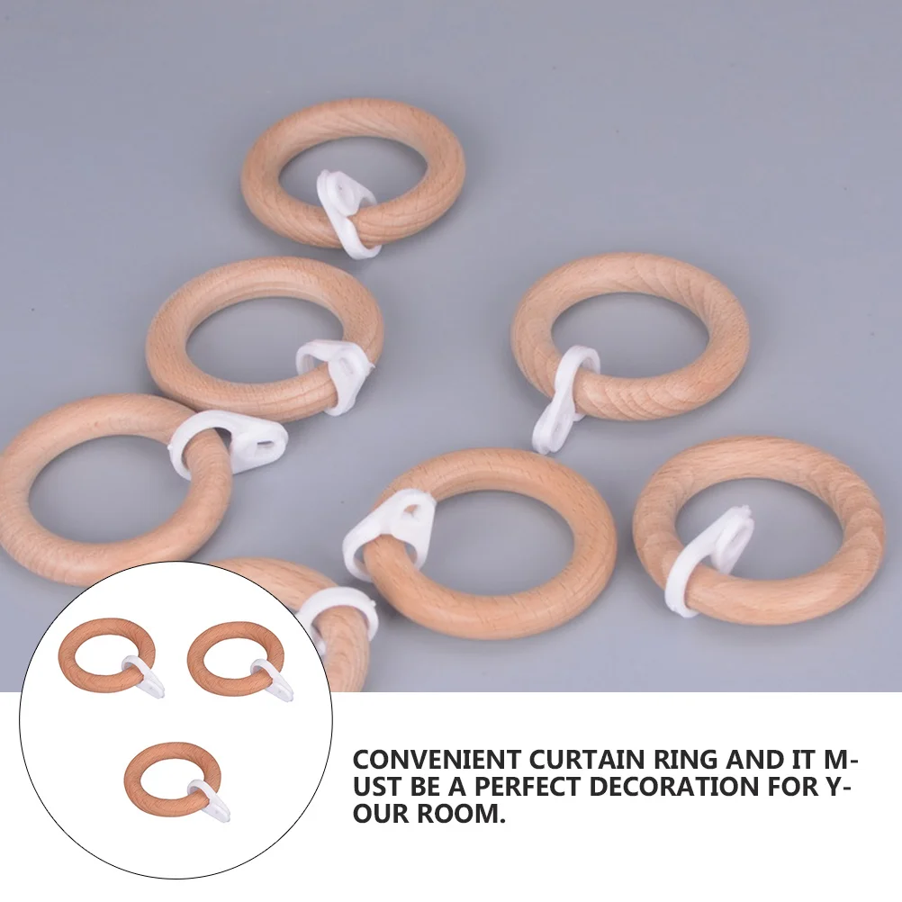 

3Pcs Curtain Rings Wooden Solid Wood Rings for Hanging Connectors Easy Install Roman Rod Accessories Home Decor