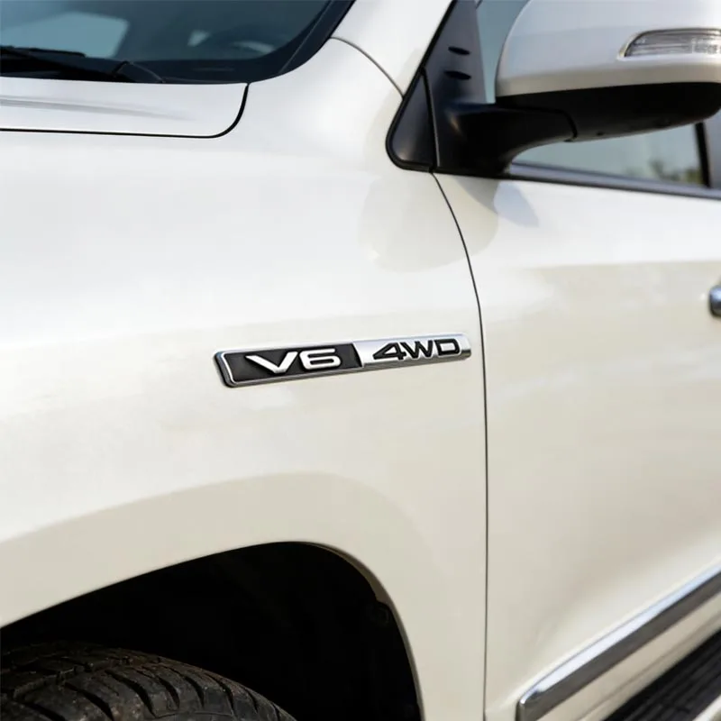 3D Metal v6 AWD Car Body Sticker For Toyota off-road vehicle FJ Land Cruiser Domineering Modification Accessoriess