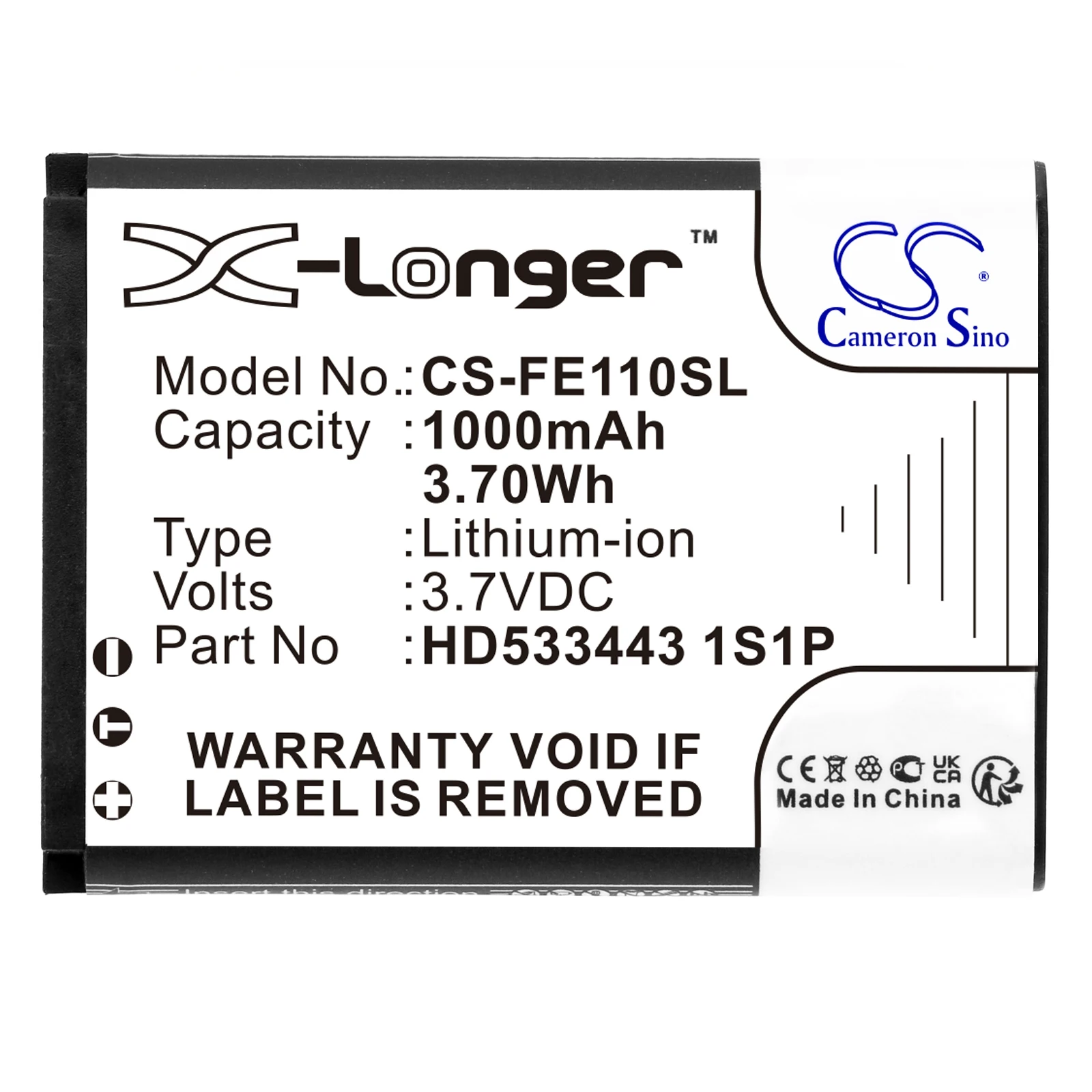 CS Replacement Battery for Technaxx,Fiio Musicman BT-X1,Musicman MA Soundstation PN: 1000mAh / 3.7Wh