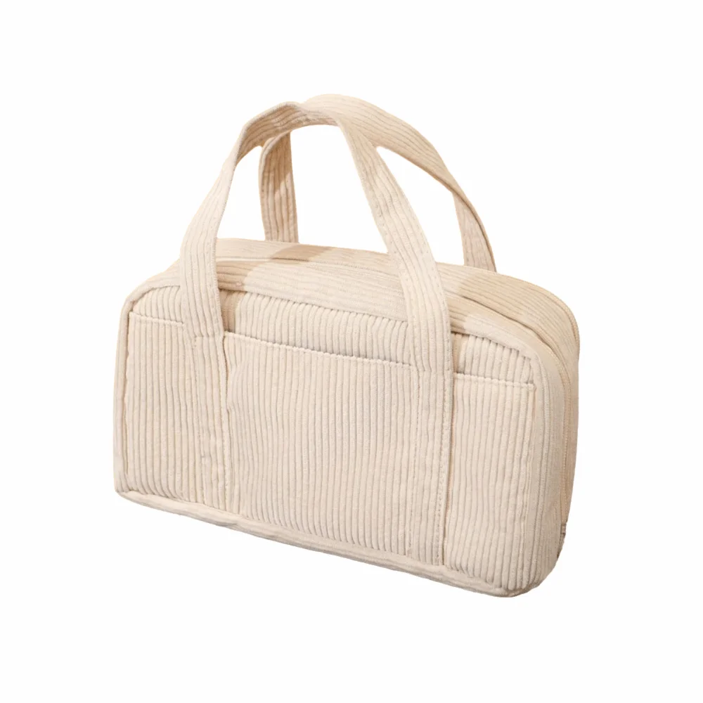 Corduroy Material Pencil Box Large Capacity Minimalist Design Stationery Pouch Portable Multifunctional Stationery Organizer