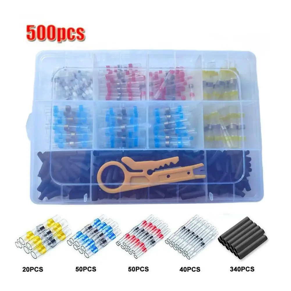 Solder Seal Heat Shrink Butt Wire Connectors Waterproof Electrical Cable Splice Terminals Wire Docking Joints For Wire Sealing