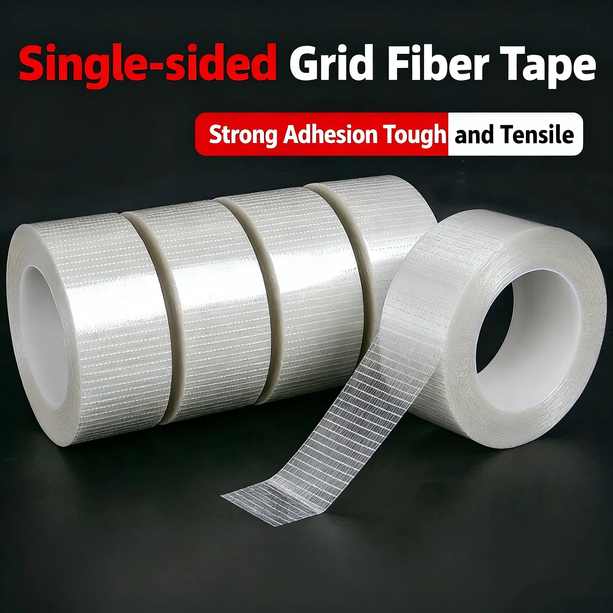 Mesh fiber tape, reinforced packaging tape, heavy-duty fiber tape adhesive packaging tape, strong adhesion, 2 pieces，82feet