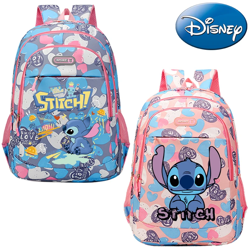 New Kawaii Stitch Girls School Backpack Cartoon Printed School Bag Cute Disney Backpacks Large-capacity Backpack School Supplies