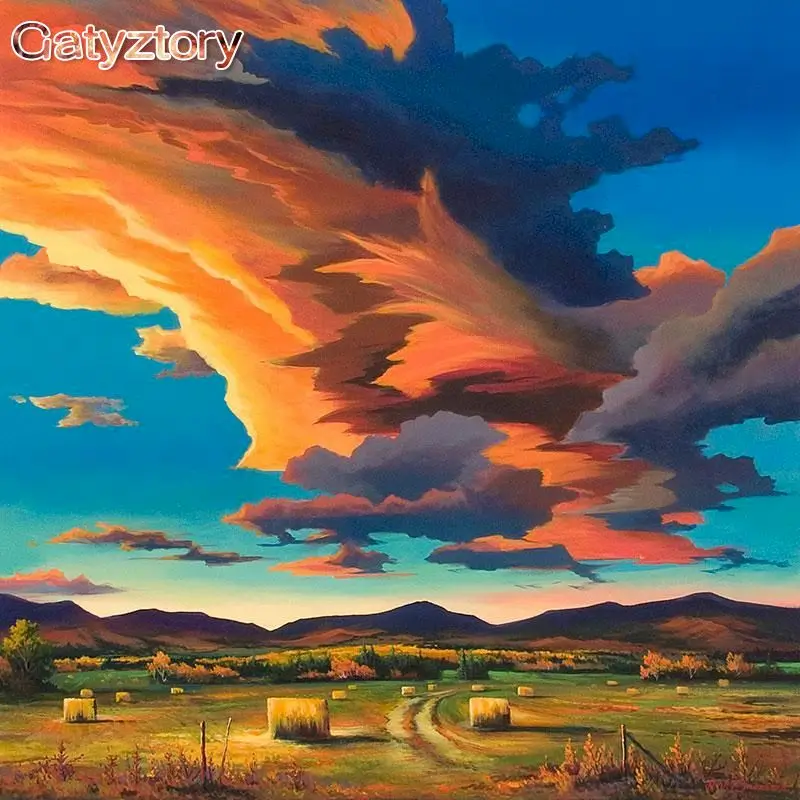 

GATYZTORY Frame Picture Sky Clouds DIY Painting By Numbers Landscape Coloring By Numbers Modern Wall Art Canvas Painting Artwork