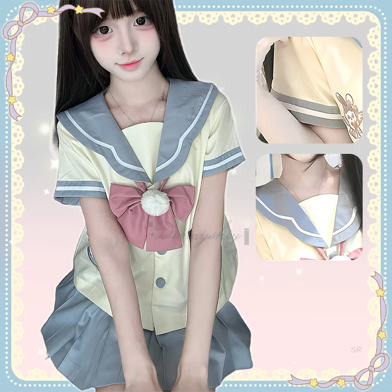 

2025 New Cute Rabbit Sailor JK School Uniform Set - Bow Tie Top & Pleated Skirt, Adorable Outfit Halloween & Carnivals