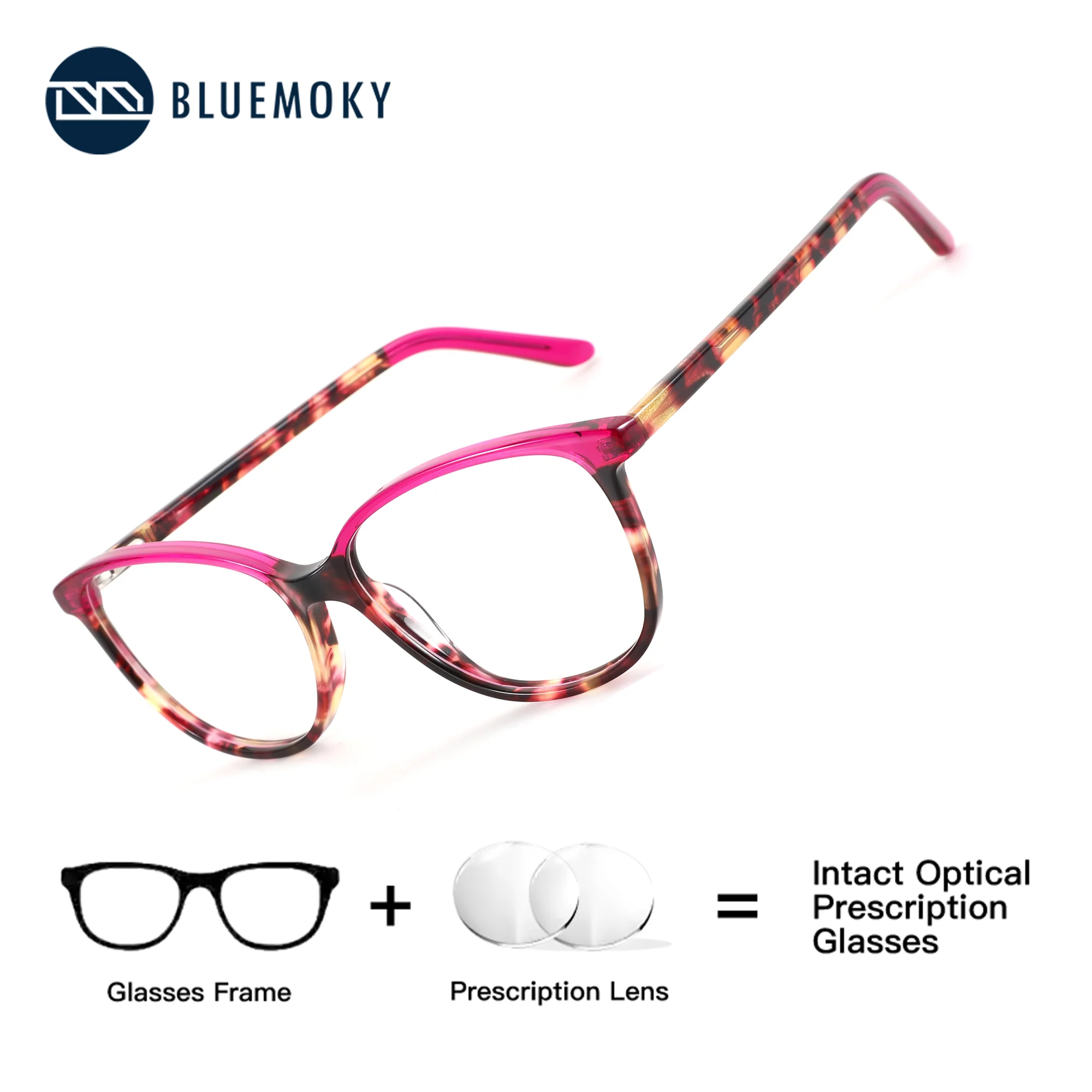 

BLUEMOKY Women Square Prescription Glasses Acetate Photochromic Blue Light Blocking Vision Correction Optical Eyeglasses