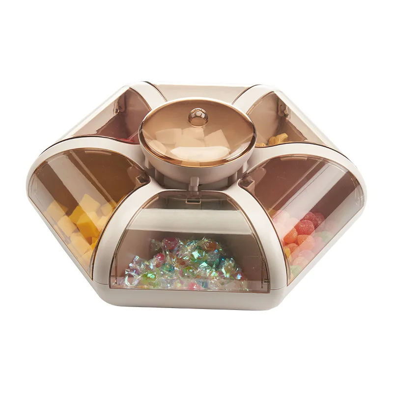 Creative Lotus Fruit Plate Transparent Push-type Candy Box Snack Dried Storage Box Living Room Party Nuts Fruit Tray Storage