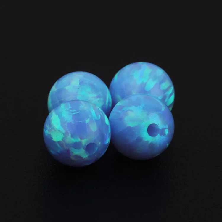 Perles bleues claires pour bijoux, 5 pièces, opale de feu synthétique OP06, boule adt