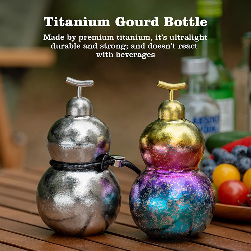 Boundless Voyage 500ml Titan-Kürbisflasche, einwandige Weinflasche mit Trageschlaufe, Outdoor-Whiskey- und Alkoholflasche – Detail 1