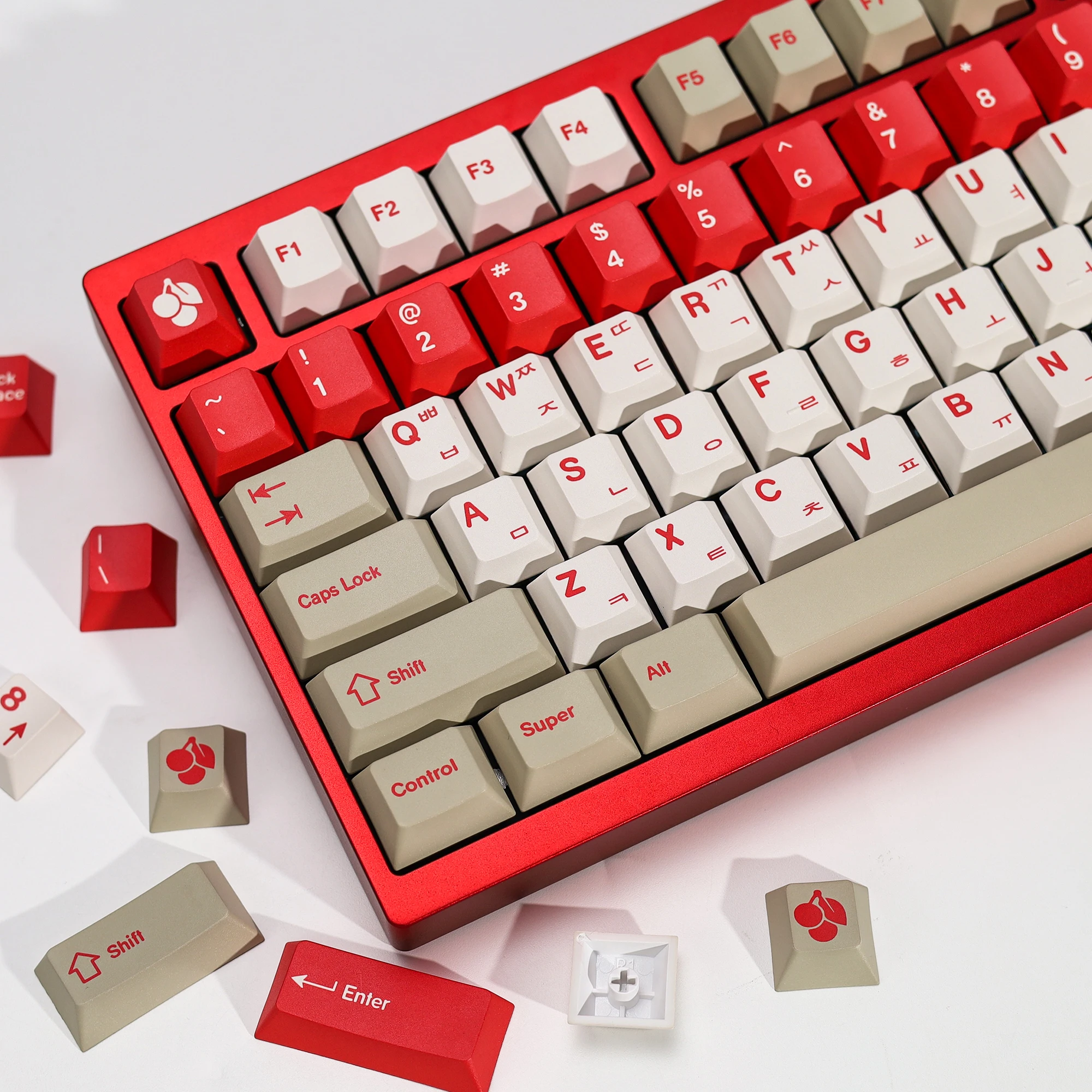 KBDiy Koreanische Tastenkappen Retro GMK Red Alert Cherry Profile PBT Ailce Tastenkappen Maßgefertigt für 60% Gaming Mechanische Tastatur KIT Tastenkappen – Detail 18