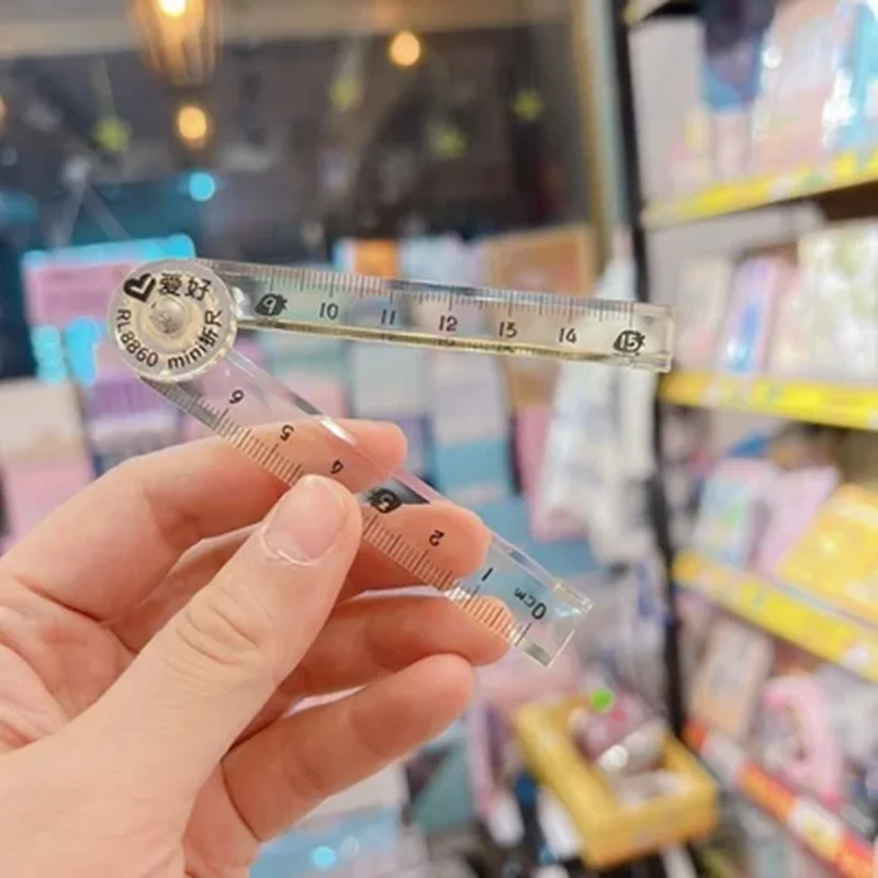 Aihao-学校用ミニ折りたたみ定規、プラスチック幾何学、幾何学、数学の正方形、描画コンパス、文房具角度定規、rl8860,3個