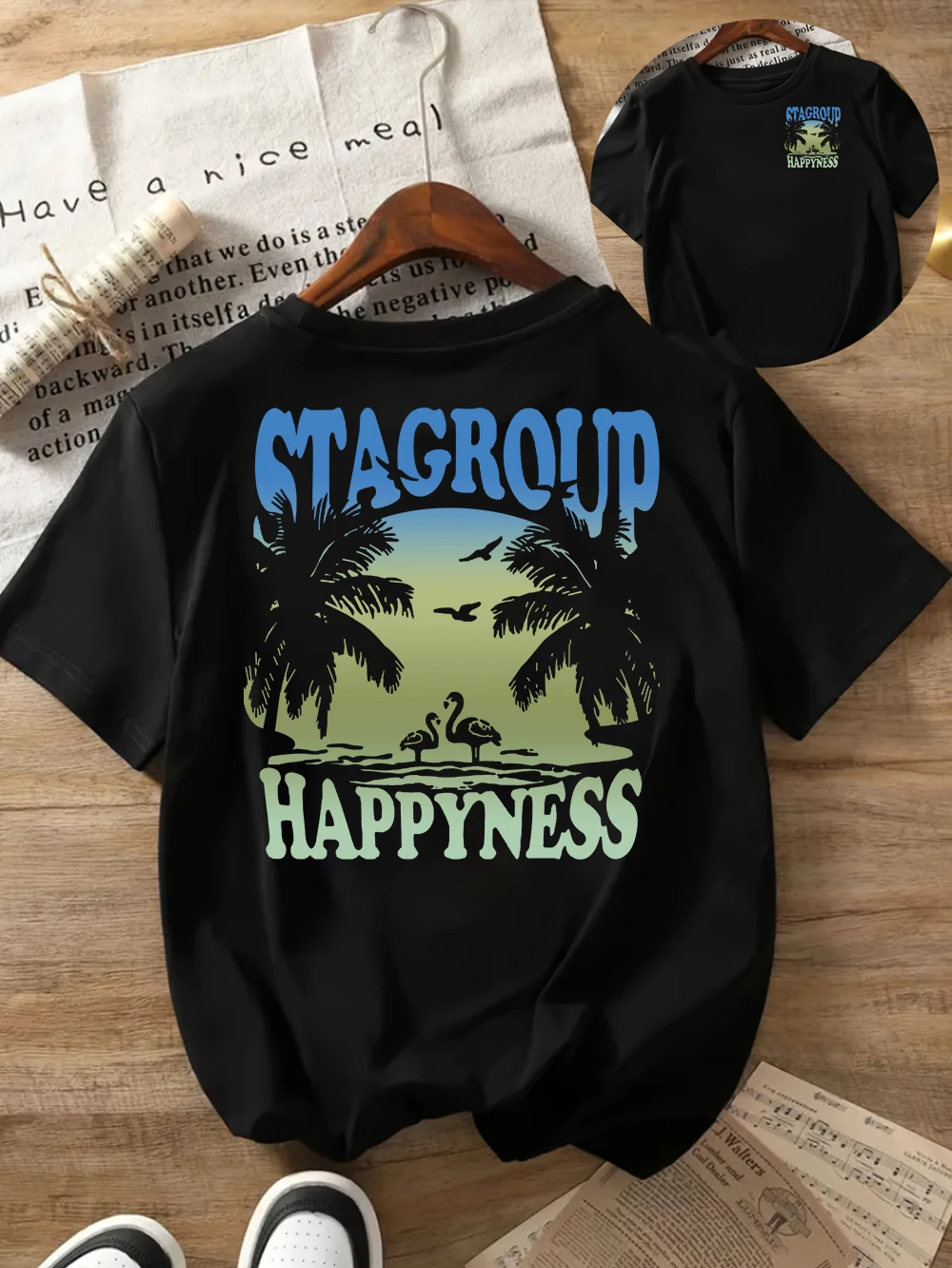 Retro California Beach Surfing Pattern Printed Women's T-shirt Round Neck Short Sleeved Men's T-shirt Top T Shirt Women Clothing