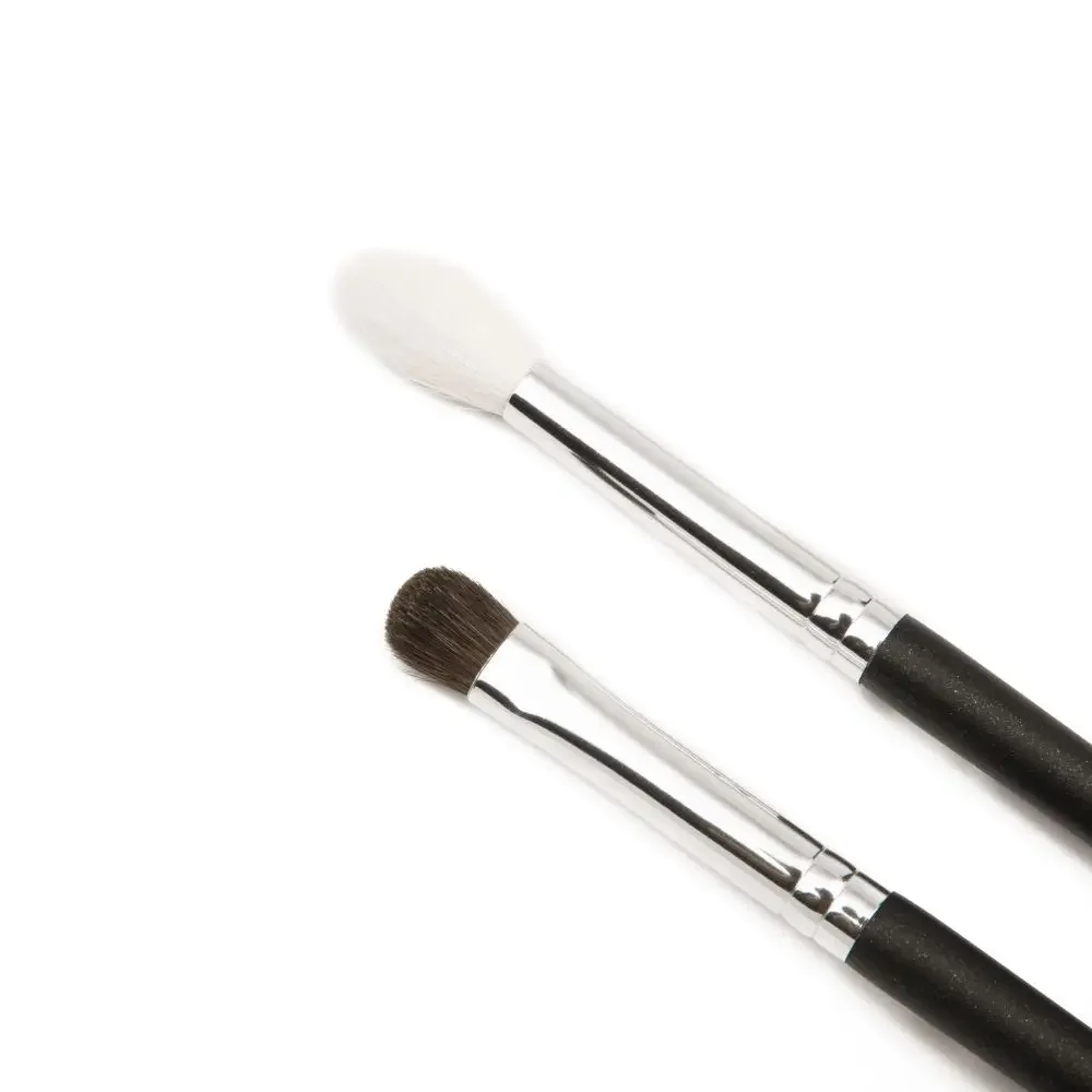 SHINEDO 2 Pcs Pencil Goat Horse Hair Tapered Crease Blending Brush Flat Horse Eyeshadow Make Up Cosmetic Kit Maquiagem