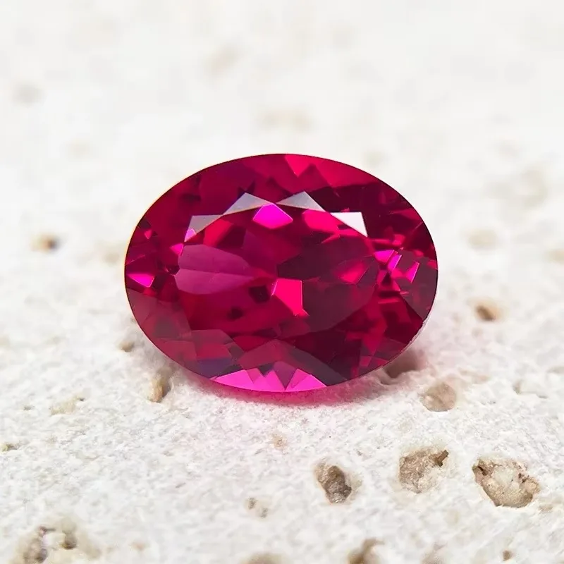 Lab Grown Ruby Rubellite Oval Cut Gemstone Beads for Jewelry Making Materials Selectable Certificate