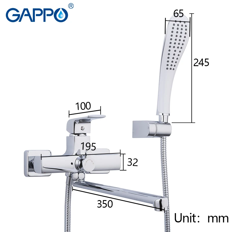 GAPPO Bathroom Bathtub Faucet Shower Faucet Set Mixer Wall Mounted Waterfall Bathtub Faucet with Handheld Shower Head