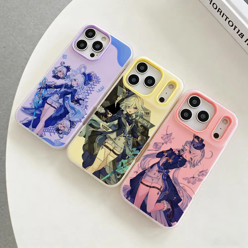 

Game F-Furina Phone Case Colorful 2‑in‑1 Jelly Matte Clear Full Protection Case For iPhone 11‑17 Series