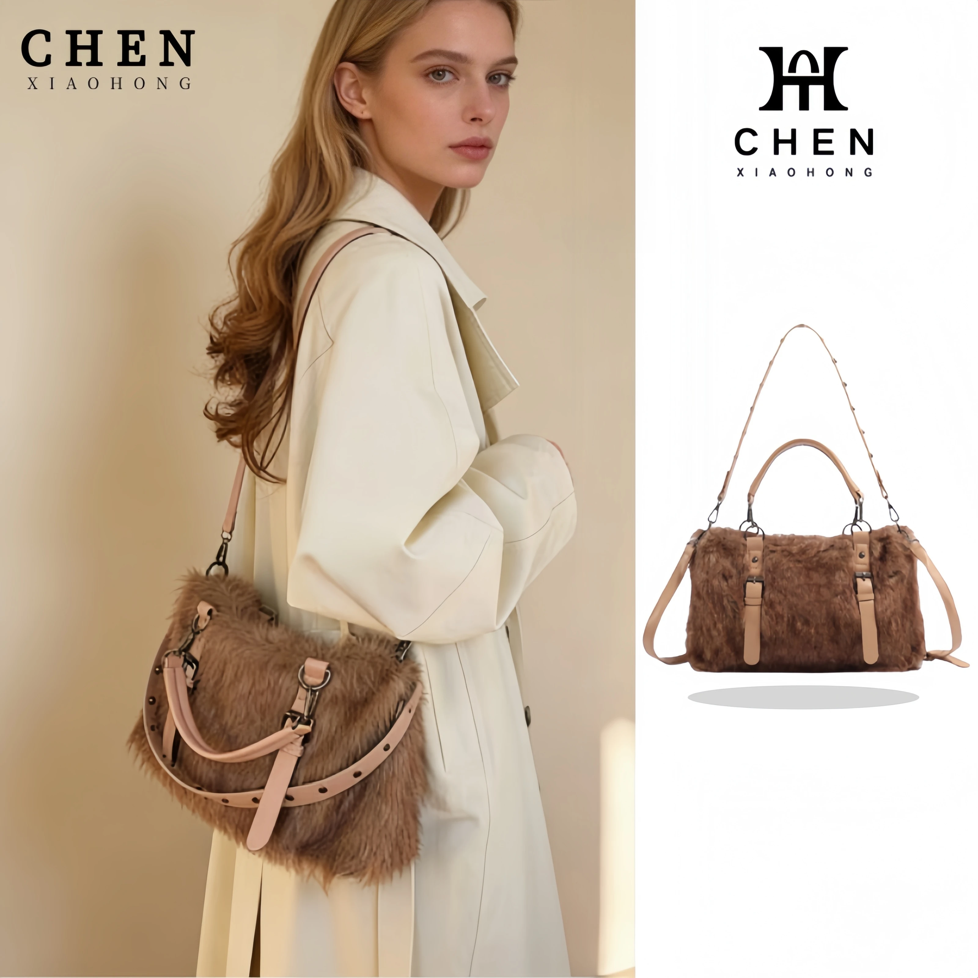 

Элитная ретро-сумка из плюша для женщин, новинка 2026 года, модная пушистая сумка через плечо, кроссбоди для женщин