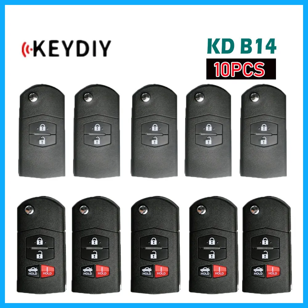 

10pcs KEYDIY KD B14 Universal Remote Key 4 Buttons Car Remote Key for Mazda Style Car Key for KD-X2 KD900 KD Mini Key Programmer