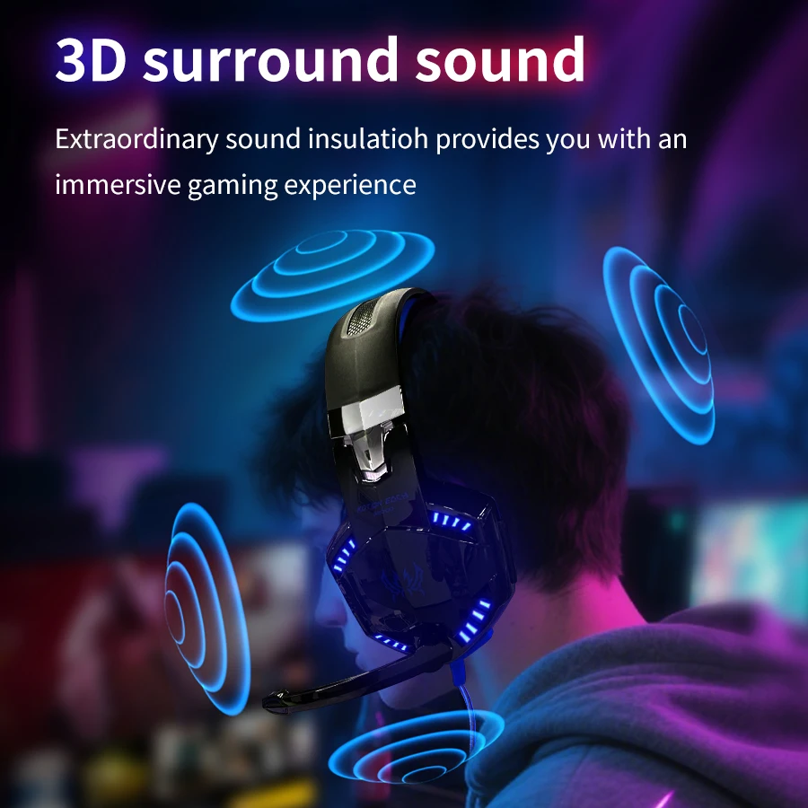 سماعات رأس سلكية للألعاب مع ميكروفون 3.5 ملم صوت محيطي PC سماعة ألعاب صوت ستيريو لأجهزة الكمبيوتر المحمول PS5 PS4 Mac