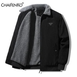 2023 Autumn Winter New Thick Windbreak Fleece Warm Jacket Coat Men Brand Outwear Fashion Fur Collar Classic Casual Jacket Men