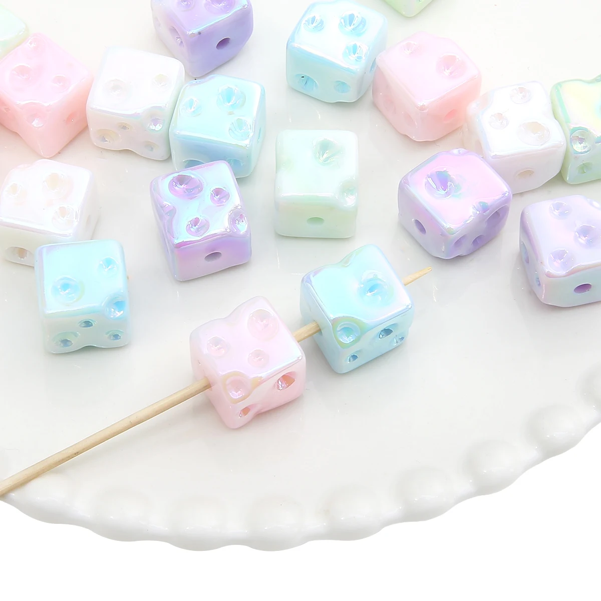 5pcs/lot Acrylic Beads 14x14mm Square Shape Colorful Beads Cheese Cube Beads Handmade Making Phone Chain Keychain Materials