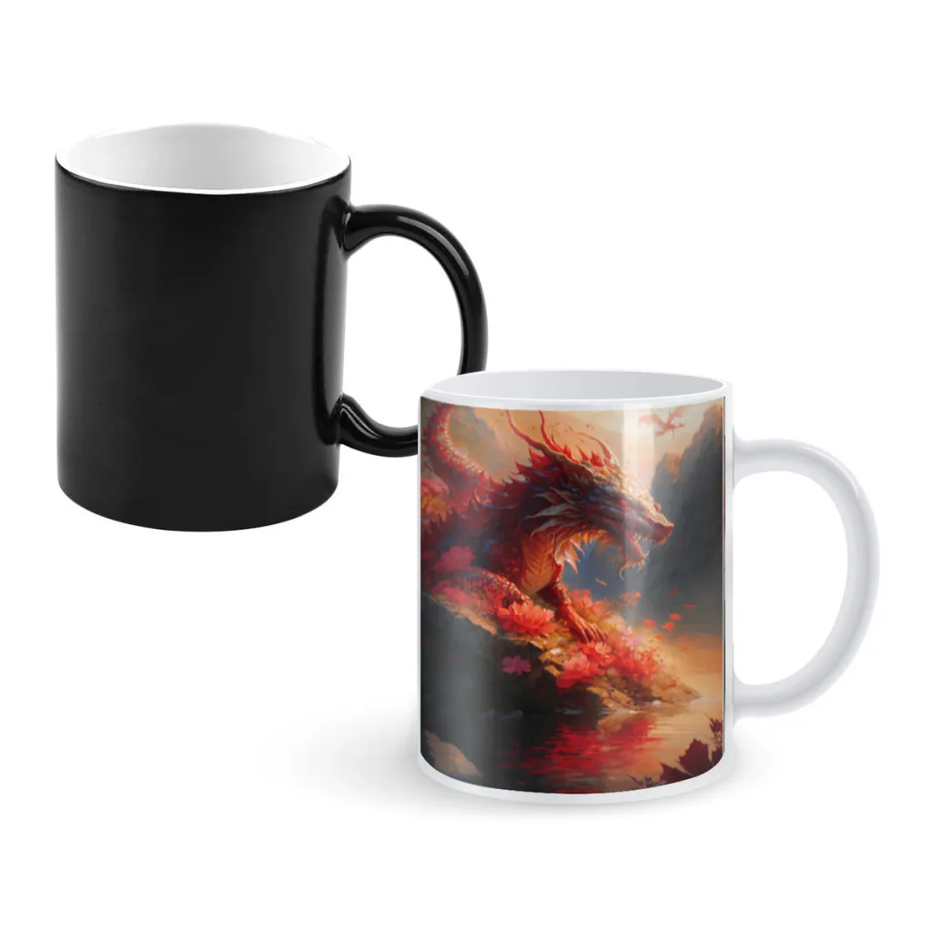 Animal Dragon Fantasy Heat Sensitive Coffee Mug Cup 350ml Magic Ceramic Color Changing Tea Cups