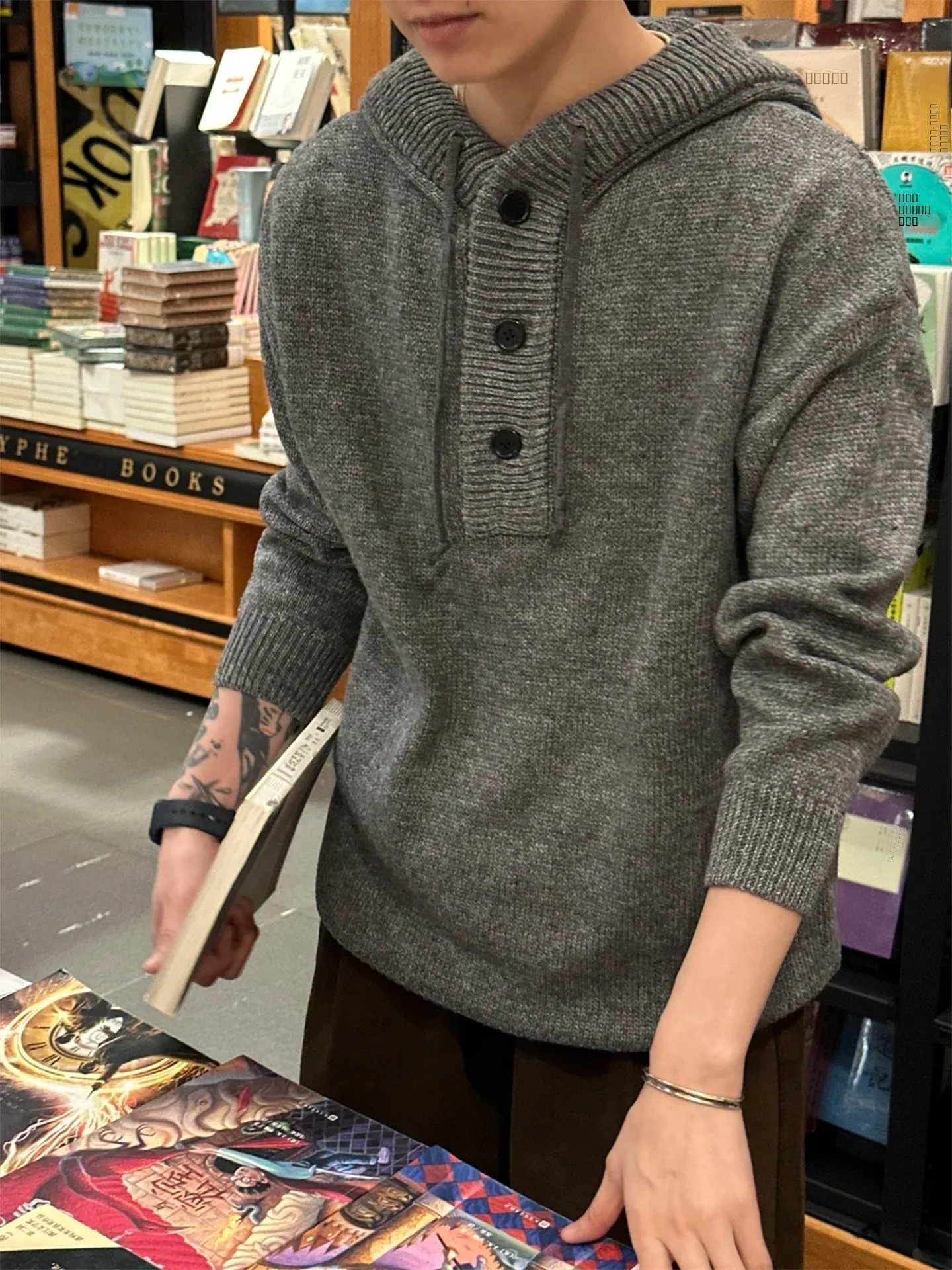 

Мужской вязаный свитер с капюшоном Deep ey, осенне-зимний, свободный, теплый, в американском стиле, плотный, как базовый слой, верхняя одежда