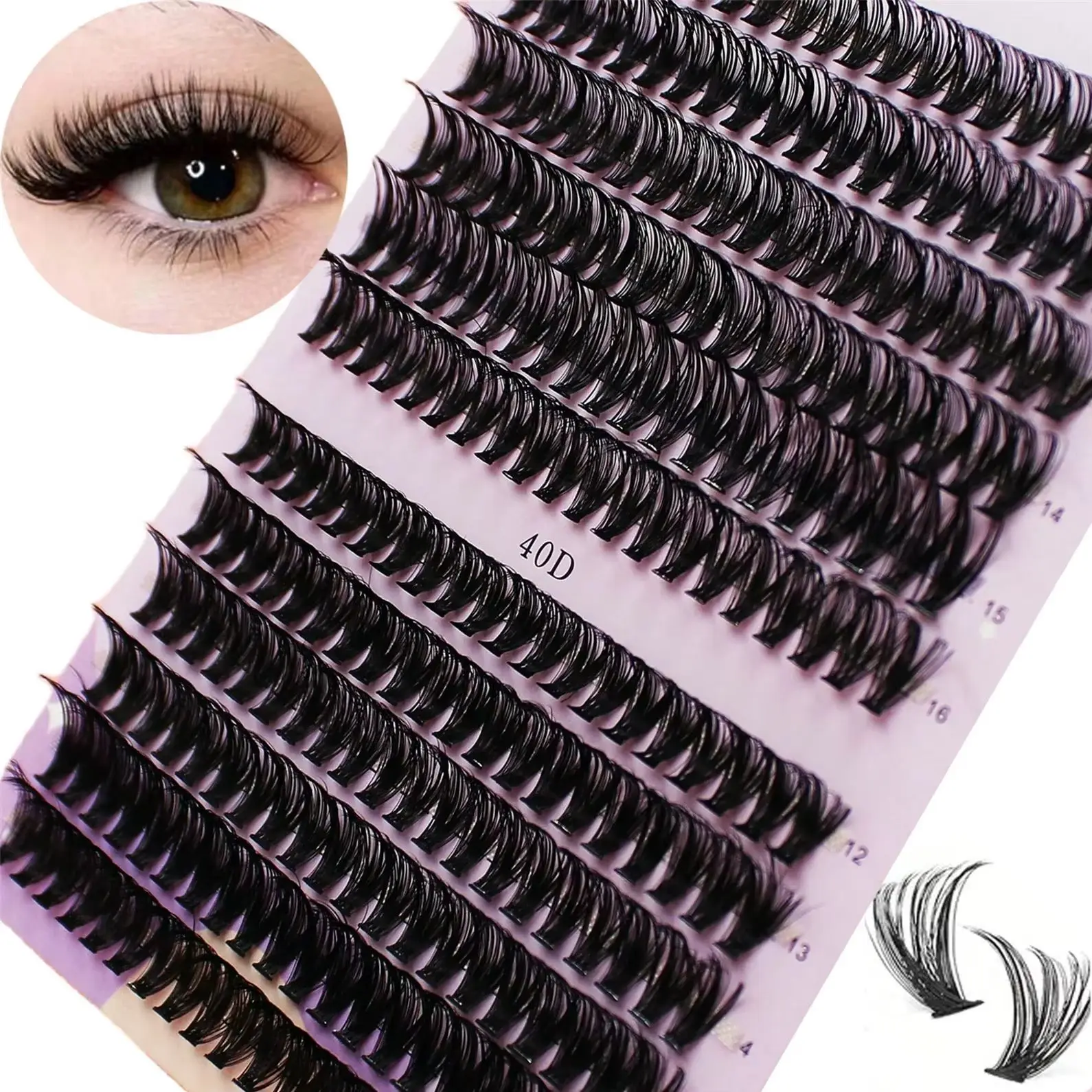 30/40D 12-16mm Mix D Curl Einzelwimpern Weiche Natürliche 12-16mm Cluster-Wimpernverlängerungen Künstliche Wimpern