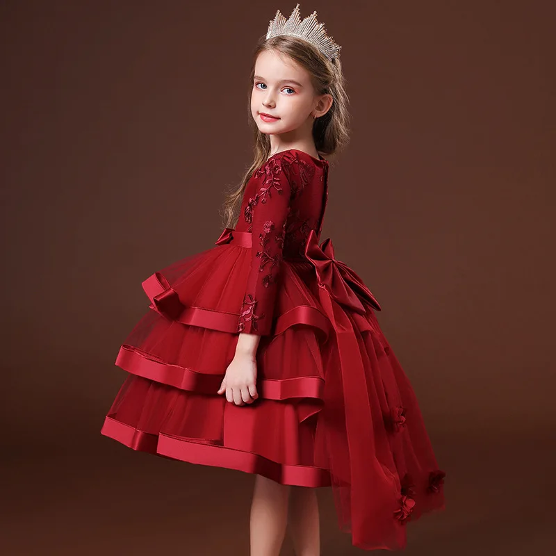 Bambini vigilia di natale ragazze abiti da sposa a fiori principessa Costume autunnale elegante abito formale da spettacolo per adolescenti 3-12 anni