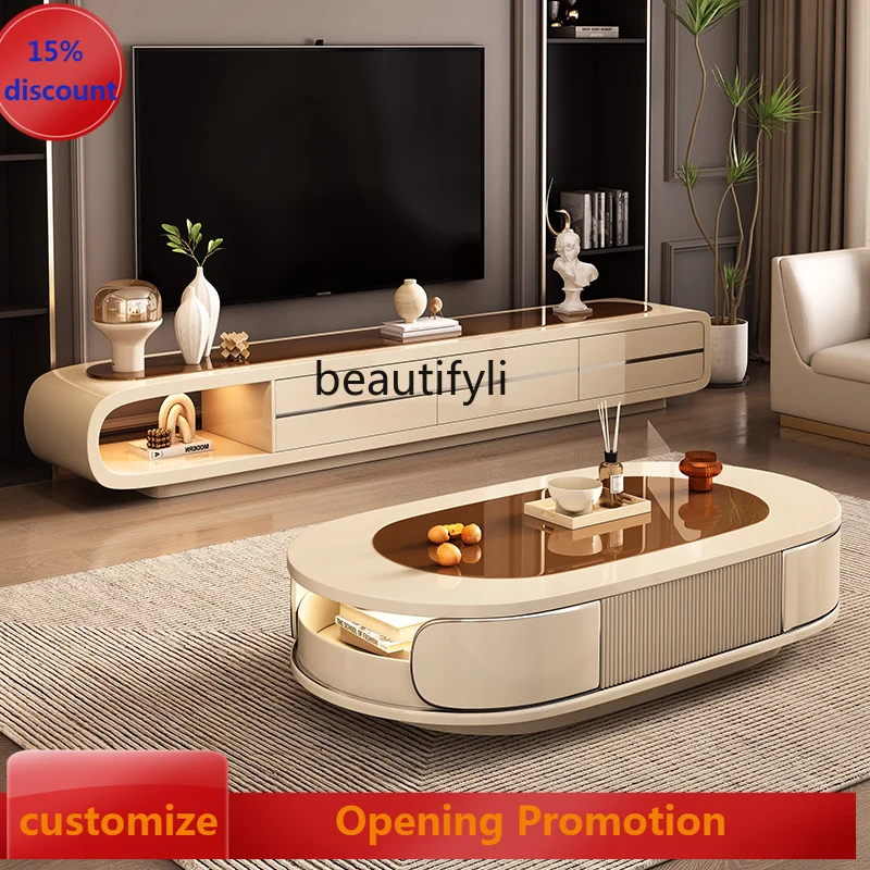 

Creative coffee table living room home designer high-end tea table small apartment simple oval drawer table G1218