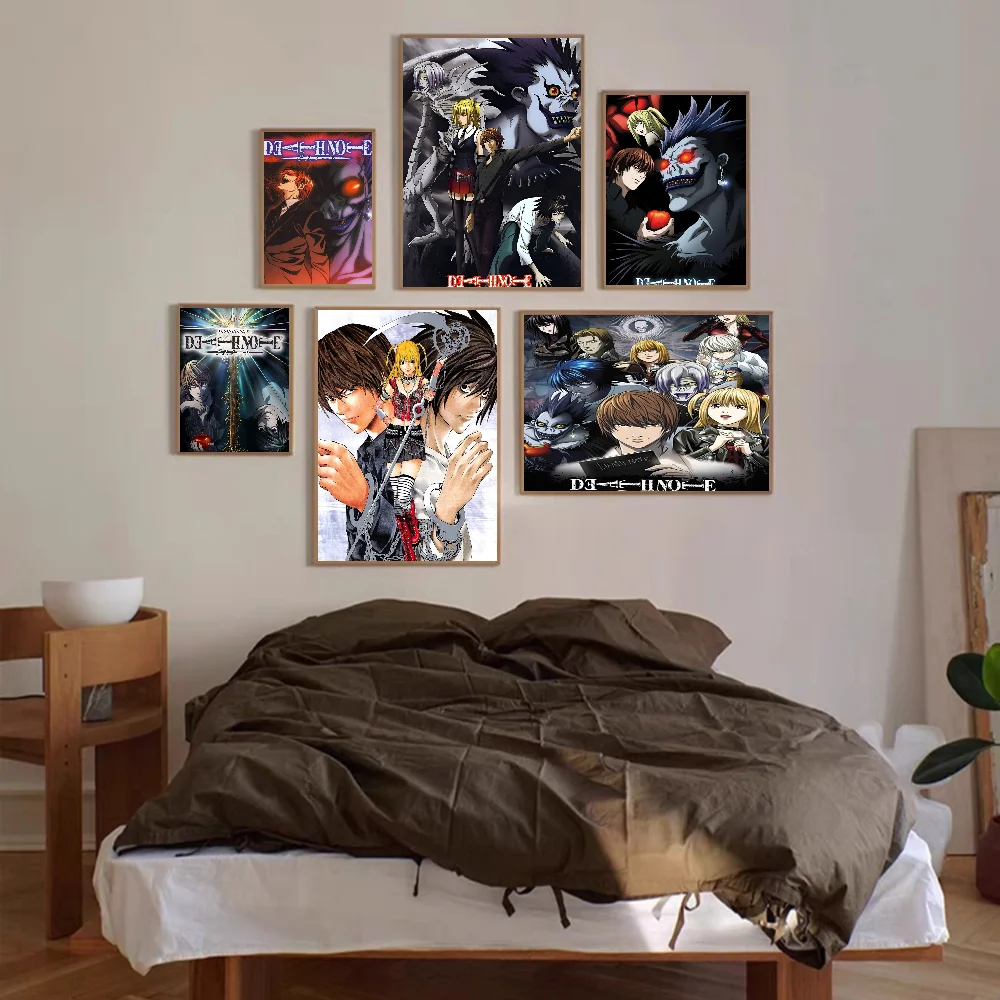 Japanese Classic Anime Death Note Character Anime Posters Sticky Decoracion Painting Wall Art White Kraft Paper Wall Decor view 2