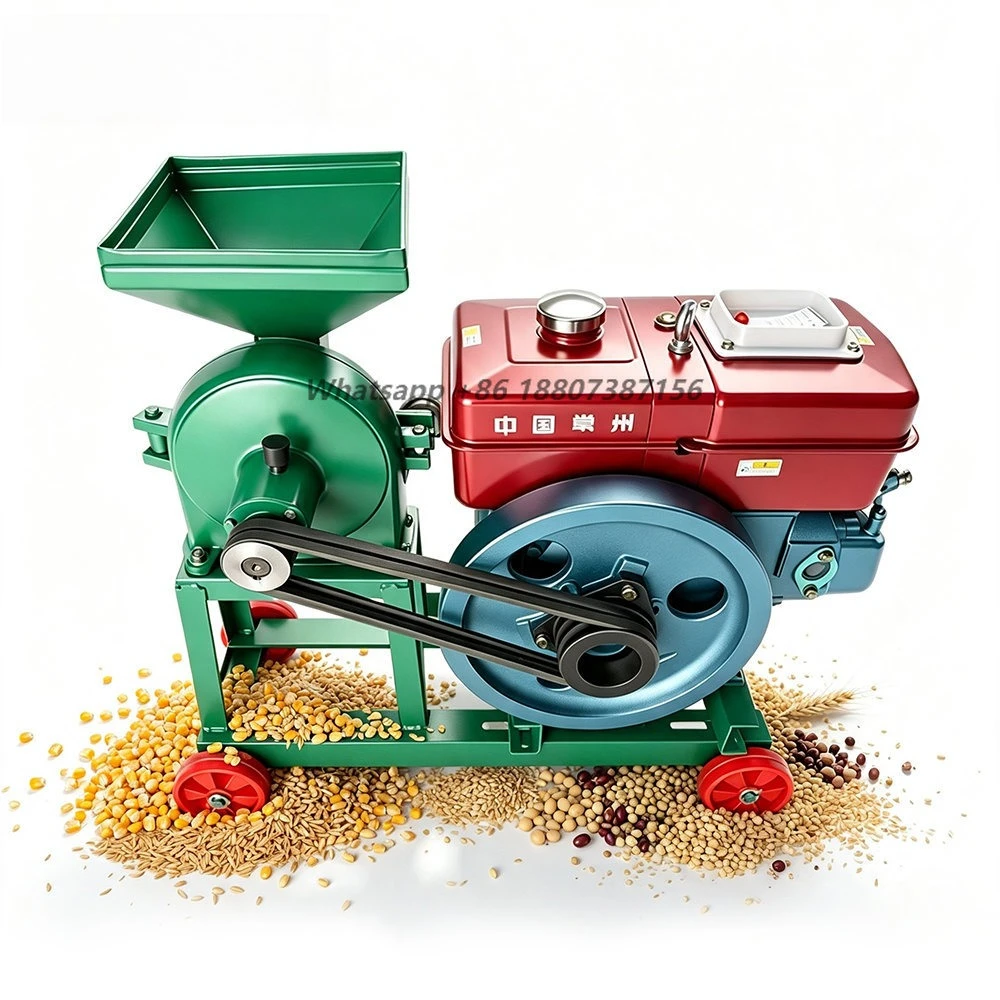Compact Grain Grinder Machine for Corn Wheat and Animal Feed Processing on Small Farms