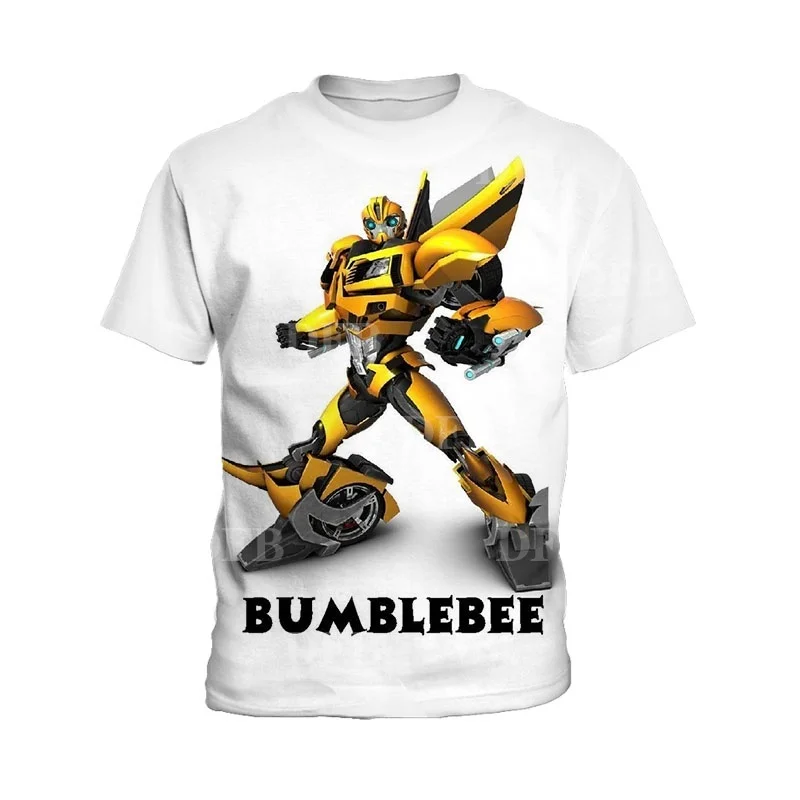 Transformers Bumblebee 3D printed children's T-shirt summer new short sleeved handsome boy short sleeved 3-13 years old