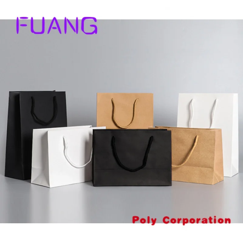 Custom  Blank  paper bag with cotton handle spot clothing advertising shopping tote custom gift packing bag custom logo