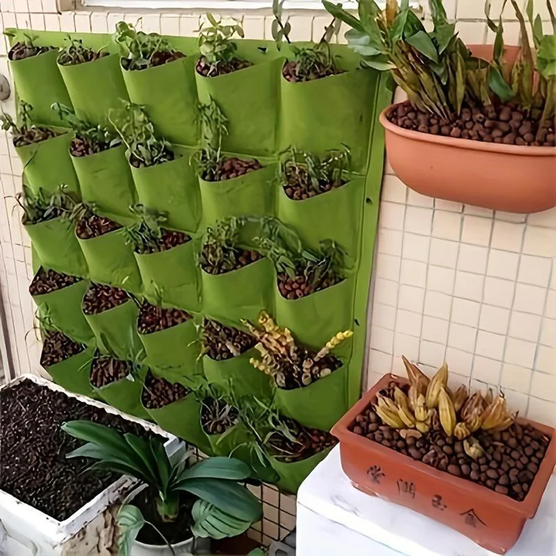 Hanging Plant Grow Bags Vertical Wall Mounted Planter For Outdoor And Indoor Use Felt Material Space-saving Design For Gardening