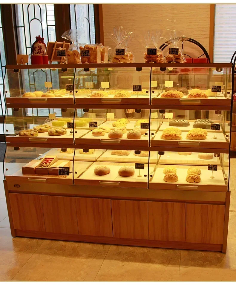 

z1A55 Bread Display Cabinet, Nakajima Cabinet Cake Shop Bread Shelf Glass Commercial Drawer Type