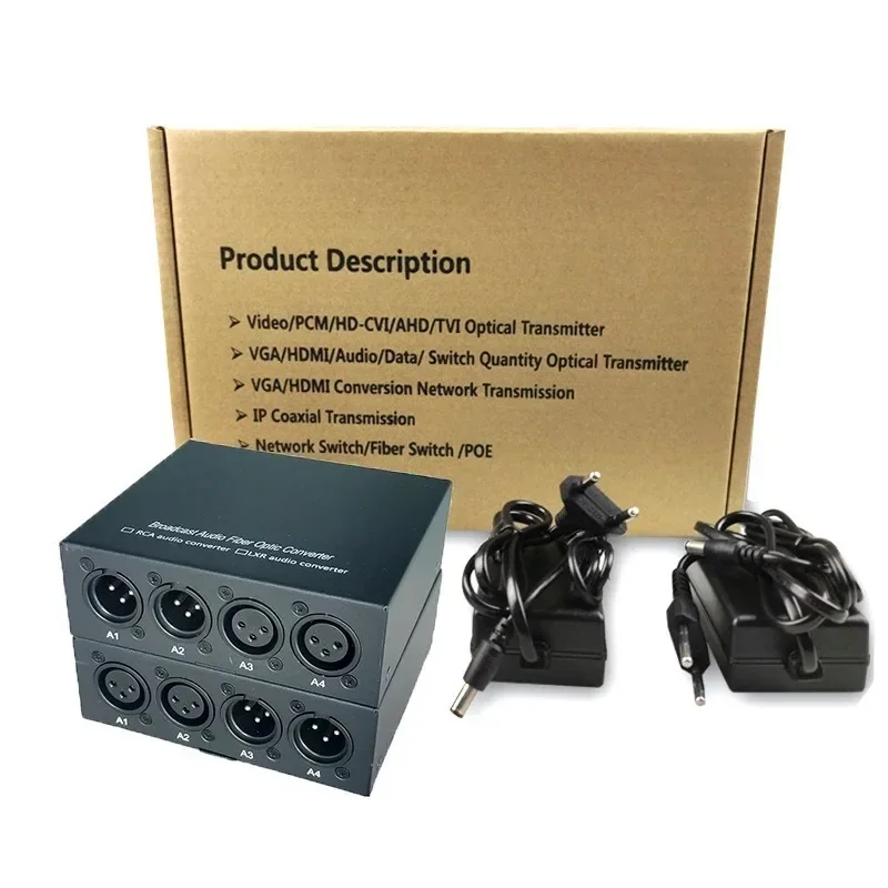 ชุดแปลงสัญญาณเสียงแบบสองทิศทาง 2 ช่องสัญญาณ XLR เป็นไฟเบอร์ออปติก แบบบาลานซ์ พร้อมชุดส่งและรับสัญญาณเสียง SM FC สำหรับออดิโอ